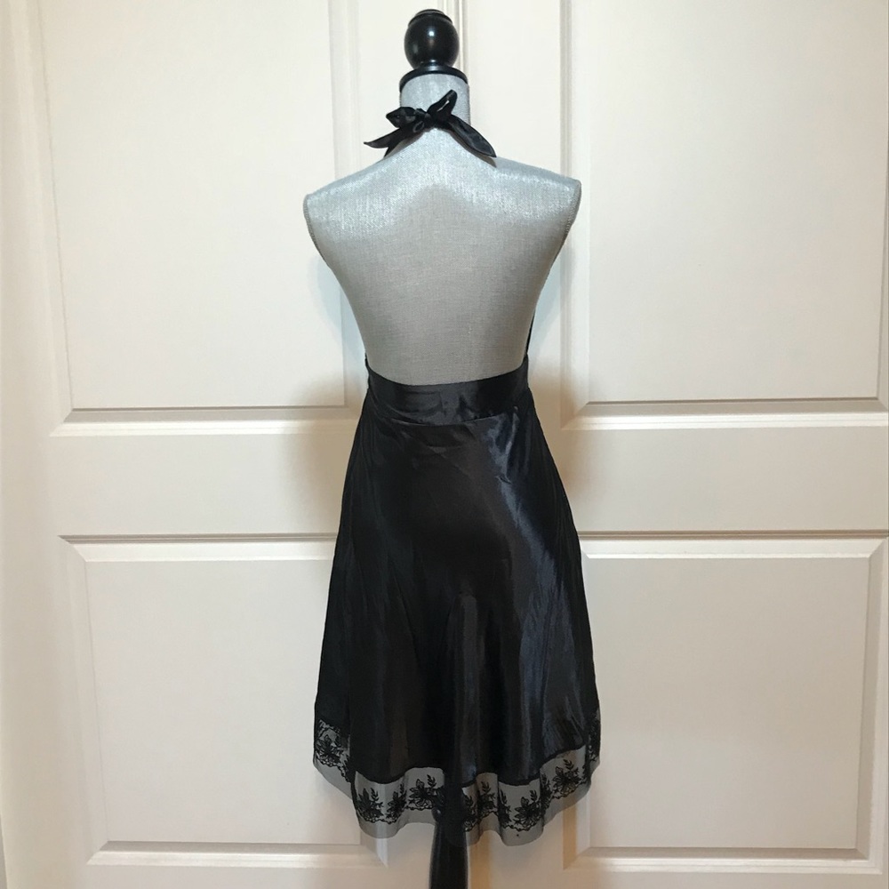 LITTLE BLACK DRESS Cocktail Halter Lace Trimmed - Picture 3 of 6